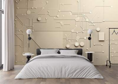 Smooth background in beige with some light grey infrastructure symbols and connections technology background Wall mural