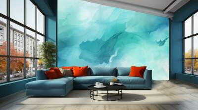 Teal light watercolor abstract background Wall mural