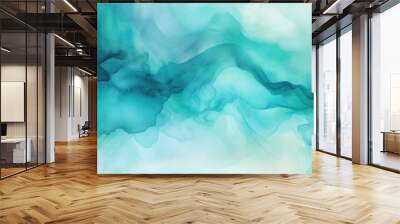 Teal watercolor abstract background Wall mural