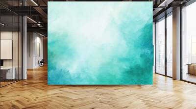 Teal watercolor abstract halftone background pattern Wall mural