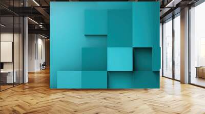 Turquoise minimalistic geometric abstract background with seamless dynamic square suit for corporate, business, wedding art display products  Wall mural