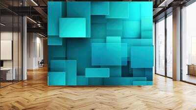 Turquoise minimalistic geometric abstract background with seamless dynamic square suit for corporate, business, wedding art display products  Wall mural