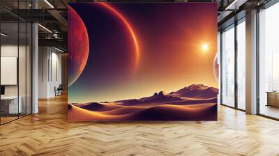 Wallpaper background of mars landscape. Generative AI Wall mural