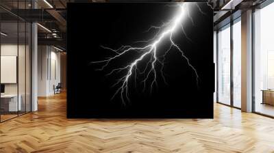 White lightning, isolated on a black background vector illustration glowing white electric flash thunder lighting blank empty pattern with copy space for product Wall mural