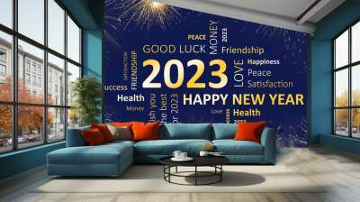 Happy new year 2023 greeting card Wall mural