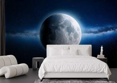 Panoramic view of the moon out in the space Wall mural