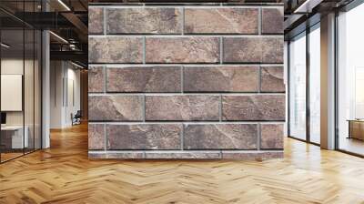 Brown stone siding tile wall abstract background. House exterior with blocks. Crafted outer wall Wall mural