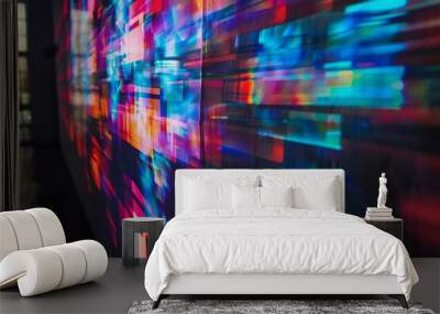 Abstract colorful background showing motion blur with light trails Wall mural