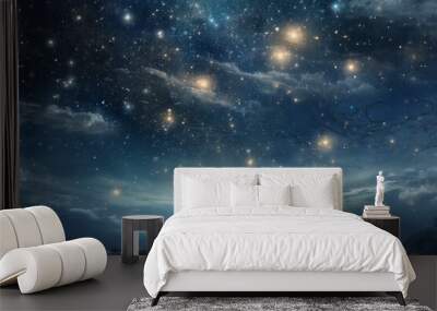 Astronomer man planet starry sky night. Nature child. Generate Ai Wall mural