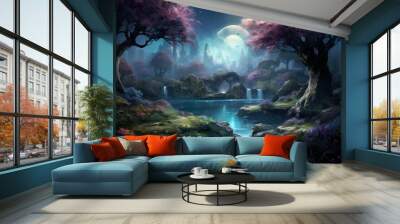 Beautiful fantasy river. Generate Ai Wall mural