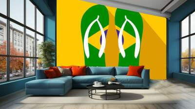 Brazilian flip flops icon, flat style  Wall mural