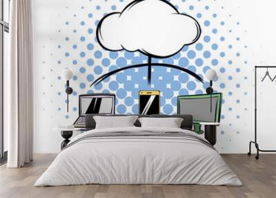 Cloud-computing connection comics icon  Wall mural