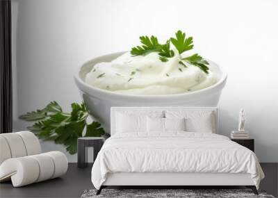 Creamy Bowl mayonnaise parsley. Garlic oil. Generate Ai Wall mural