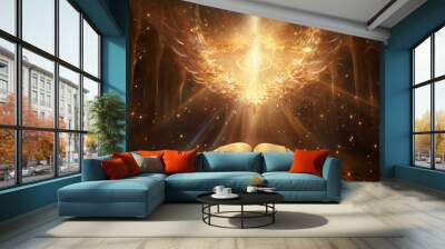 Enlightening Holy quran rays. Light prayer. Generate Ai Wall mural