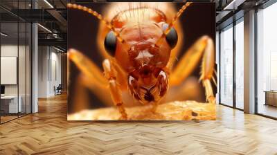 Fascinating Macro closeup termite. Animal nature insect, tropical soldier. Generate Ai Wall mural