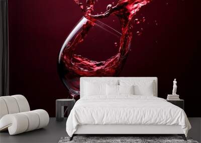 Fiery Red wine bottle splashes. Cabernet liquid. Generate Ai Wall mural