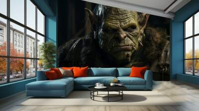 Green orc. Warrior creature monster. Generate Ai Wall mural