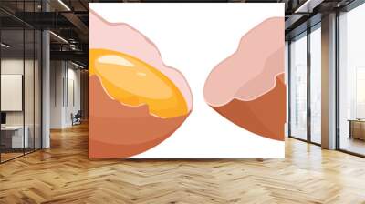 Half broken egg icon cartoon vector. Farm fresh food. Broken eggshell Wall mural