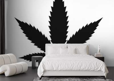 Hemp leaf icon, black simple style Wall mural