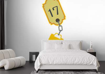 Hotel key with a room number flat icon Wall mural