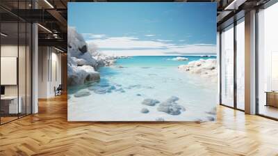 Idyllic coastal landscape with tranquil white sands and clear blue skies Wall mural