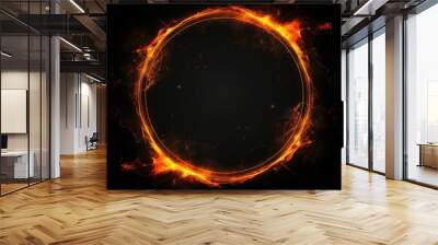 Illuminated Fire circle frame ring. Texture glow. Generate Ai Wall mural