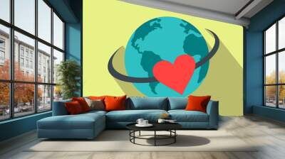 Love the earth flat icon Wall mural