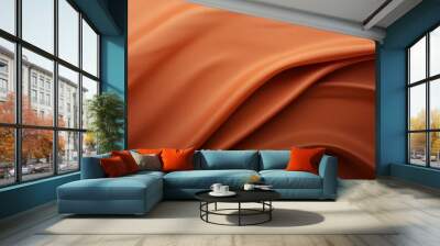 Luxurious terracotta silk fabric with elegant wavy texture and intricate artistic craftsmanship, perfect for fashion backdrop design and trendy home decor photography Wall mural