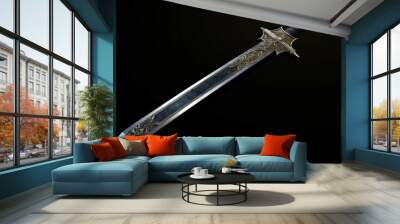 Ornate Ancient sword fantasy silver. Generate Ai Wall mural