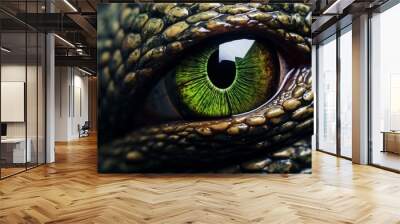 Reptilian eye closeup. Animal wildlife. Generate Ai Wall mural