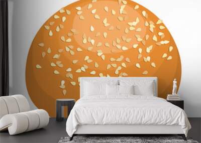 Round bread bun with sesame seeds icon Wall mural