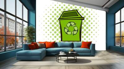 Trash can recycling eco symbol Wall mural