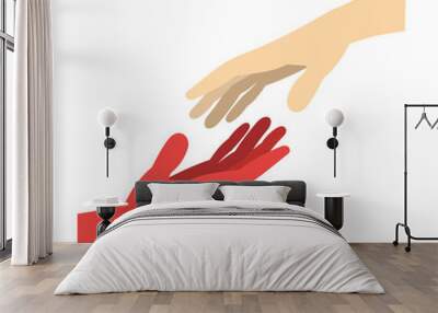 Two arms stretching towards each other icon Wall mural