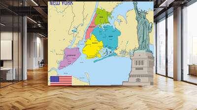 Vector map of New York Wall mural