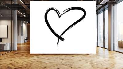 The black heart is painted by hand. Handwritten text. Background for T-shirts. Wall mural