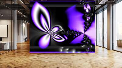 Computer generated 3D fractal.Flower card on an abstract background.Bright cover design.Multi-colored gradient. Wall mural