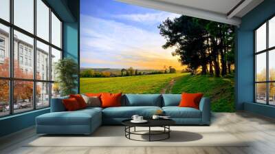 Autumnal late afternoon landscape Wall mural