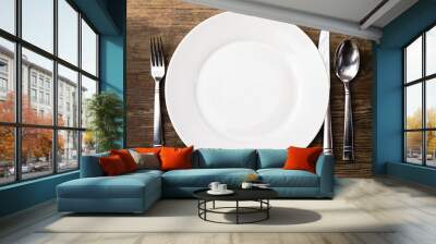 Empty plate with silverware Wall mural