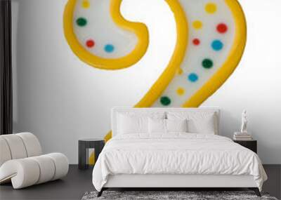 number 2 two birthday candle Wall mural