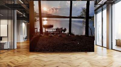 sunset on the lake Wall mural