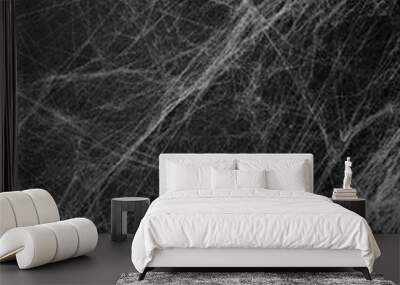 Cobweb on Black Background, Abstract Texture, Halloween Design, Spider Web Texture Wall mural