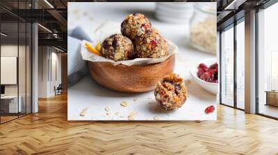 Healthy Energy Balls, Raw Vegan Balls with Oatmeal, Cranberry, Dates and Nuts Wall mural