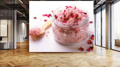 Natural Rose Sugar Scrub, Homemade Cosmetics, Spa Treatment Wall mural