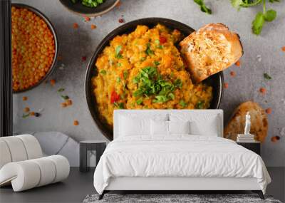 Red Lentils Indian Curry Dal, Lentil Dhal, Tasty Meal Wall mural