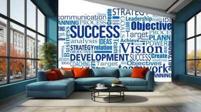 blue marketing business success concept word tag cloud Wall mural