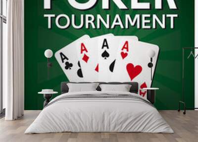 Casino Poker Tournament green background poster Wall mural