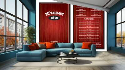 Restaurant red menu template wood texture text is outline fond is bebas and broken 15
 Wall mural