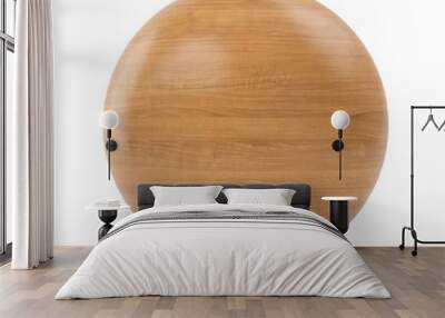 3d fine wood ash polished sphere on white background Wall mural