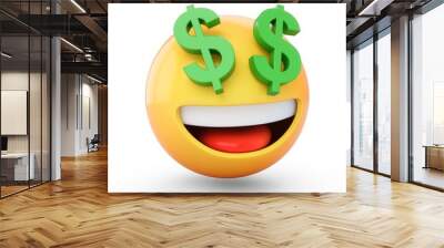 3D Rendering Rich emoji isolated on white background Wall mural