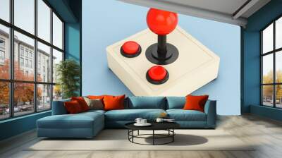 3d rendering vintage video game controller on blue background Wall mural